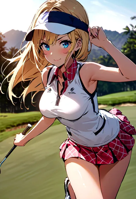 sound　high resolution　8k beauty　woman playing golf　golf course　beautiful woman　blonde　aggressive　winning spirit　namaiki　golf wea...