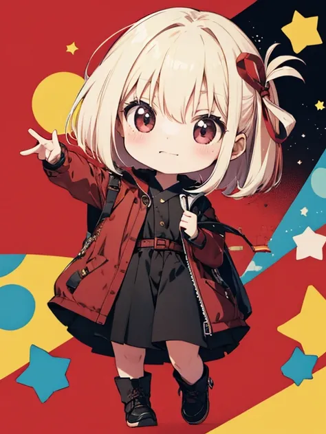 masterpiece, Highest quality, Chisato Nishikiki, (chibi), full body, (masterpiece), highest quality