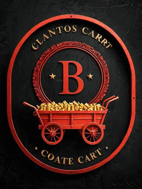 Logo, hand cart, red and black