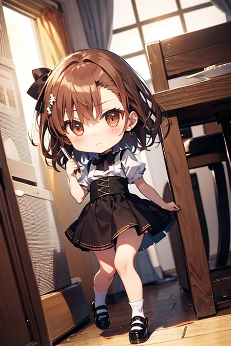 Misaka Mikoto, masterpiece, Highest quality, (chibi), full body, (masterpiece), highest quality