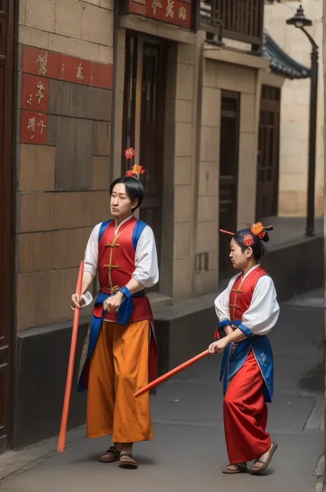 Chinese Ming Dynasty Street Jugglers，Dressed very simply