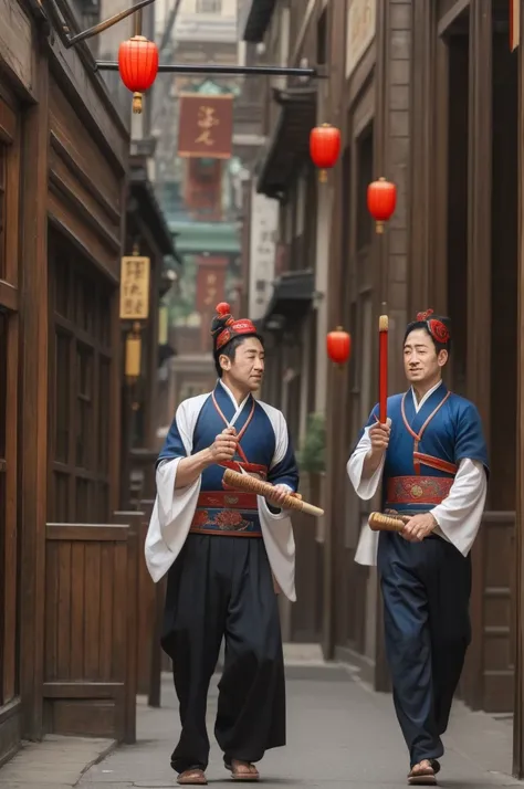 Chinese Ming Dynasty Street Jugglers，Dressed very simply