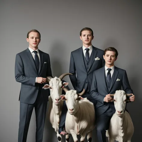 Goat and cow wearing suit