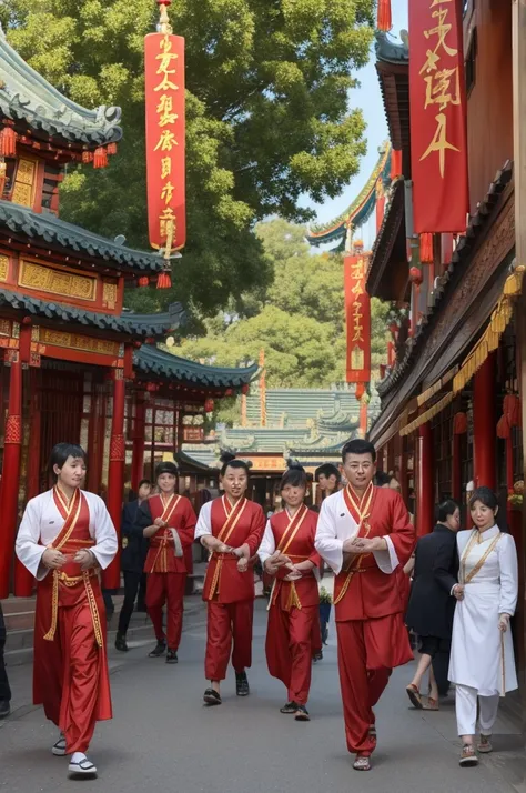 Chinese temple fair street performers