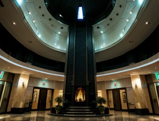 Photograph Full view of a huge lobby containing a spaceship 