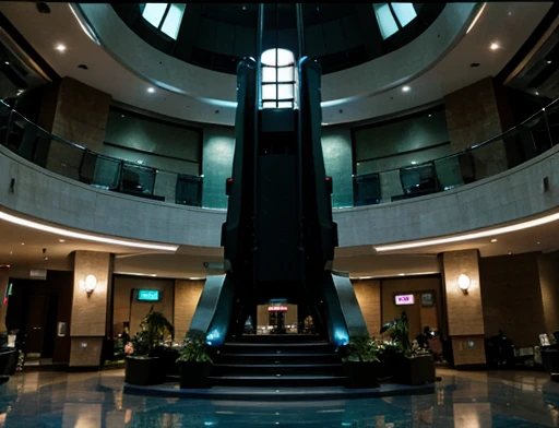 Photograph Full view of a huge lobby containing a spaceship 