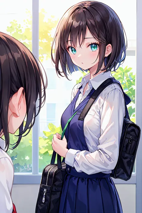 masterpiece, Highest quality, Very detailed, 16K, One Girl, spring, high school, Warm colors, school bag, 正確でVery detailed背景, Mr.々A group of schoolgirls in uniforms with different body types and hairstyles, cute. break. akane kurokawa, One girl, short hair...