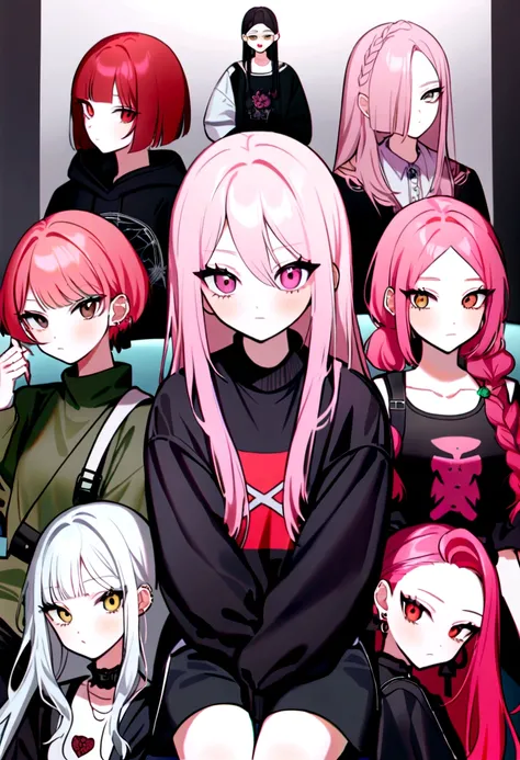 Anime girl aux cheveux roses with backpack, On la voit porter des pièces streetwear, aux cheveux roses, portrait of jossi de blackpink, ulzzang, ((rose)), jossi de blackpink, Lalisa Manoban de Blackpink, porter du cute fashion, streetwear japonais, aux che...