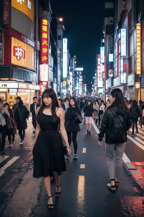 One girl, Tokyo Street,night, Cityscape,City lights, Upper Body,close, 8k, RAW Photos, Highest quality, masterpiece,Realistic, photo-Realistic,