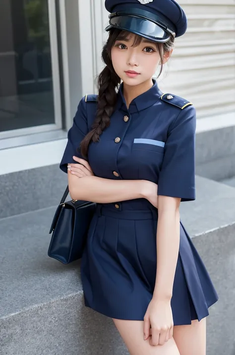 Short　cool　A  wearing a navy blue uniform