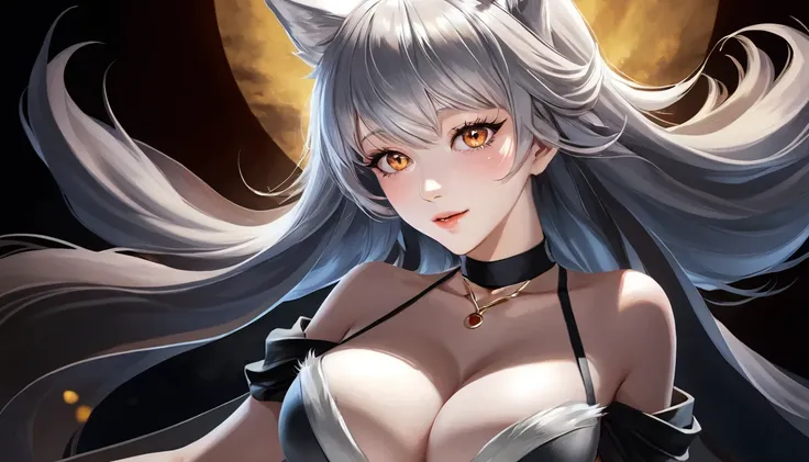 长发动漫女孩和fox, Beautiful red and golden fox lady, 白毛fox, Beautiful character painting, Beautiful anime portrait, fox耳朵的女孩, a beautiful fox woman, Mystical artwork, guweiz, by Ren Renfa, fox, Large Breasts，Full breasts，Golden ratio figure，Perfect body，Ultra wi...