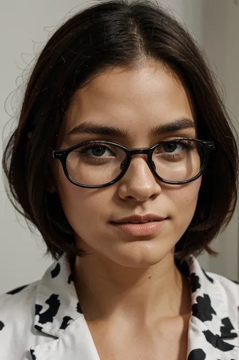 Cow wearing black glasses , sharp focus