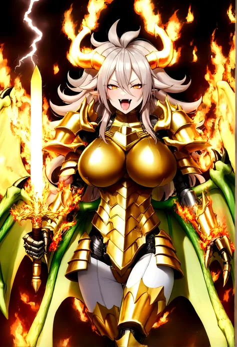 ((Lightning Power)), ((Electricity)), ((Fire Background)), ((Lightning Storm)), ((Power Erupting)),((((android 21 Evil)))), (((white Coat))), (((Busty))), (((((Big breast:1,3)))), luxury bustier corset, (((silver hair))), (((Very slim waist))), propotional...