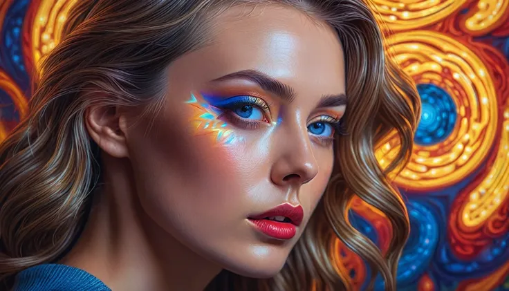 Optical illusion,  art：Brandon Woelfel、 (alex grey:1.07), 夢のようなart, High detail, Digital Painting, complicated, 8k, ((Very detailed)), Cinema Lighting, Dramatic Light, intense, Sharp focus, Highest quality, Hyper Detail.