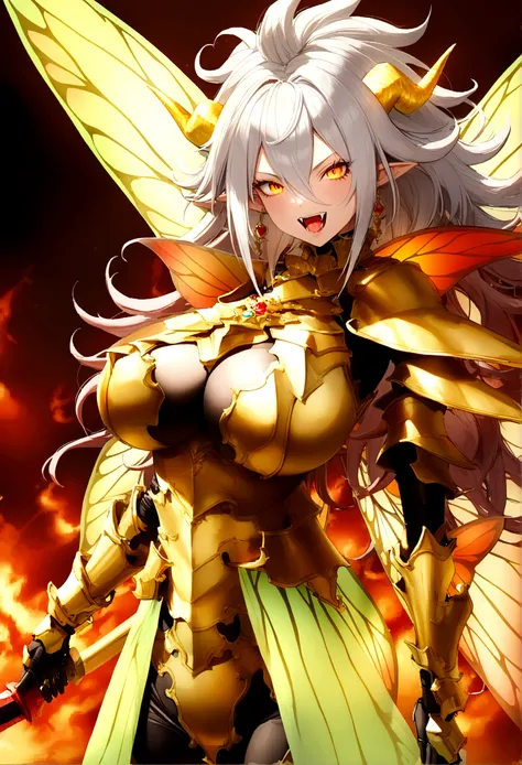 ((Lightning Power)), ((Electricity)), ((Fire Background)), ((Lightning Storm)), ((Power Erupting)),((((android 21 Evil)))), (((white Coat))), (((Busty))), (((((Big breast:1,3)))), luxury bustier corset, (((silver hair))), (((Very slim waist))), propotional...