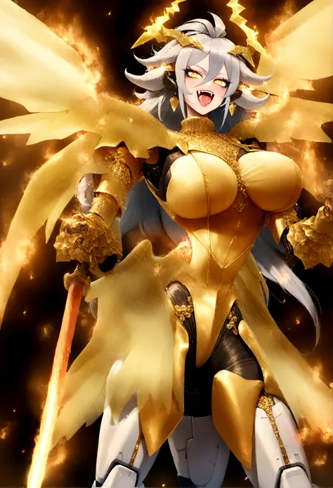 ((Lightning Power)), ((Electricity)), ((Fire Background)), ((Lightning Storm)), ((Power Erupting)),((((android 21 Evil)))), (((white Coat))), (((Busty))), (((((Big breast:1,3)))), luxury bustier corset, (((silver hair))), (((Very slim waist))), propotional...