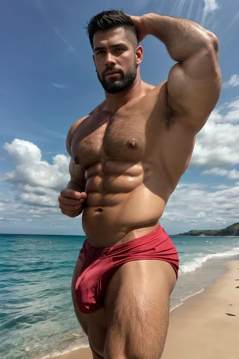 super wide angle，Medium shot of two handsome guys，plump breasts，swelling of chest muscles，Full chest muscles，swelling of chest muscles，sweat，Skin is moisturized and shiny，(face slimming)，small head，short hair，beard，Sexy and charming expression，gloomy eyes，...