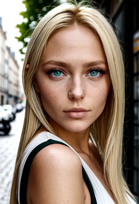 femme blonde, yeux vert, 25 ans, photo dans la rue