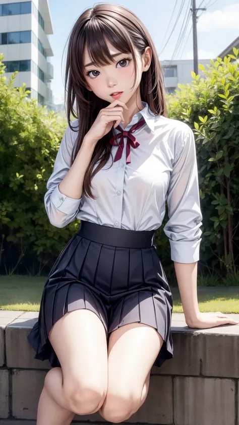 8k quality、high resolution、realistic skin texture、high resolutionの瞳、a woman with a mature appearance、japanese summer high school...