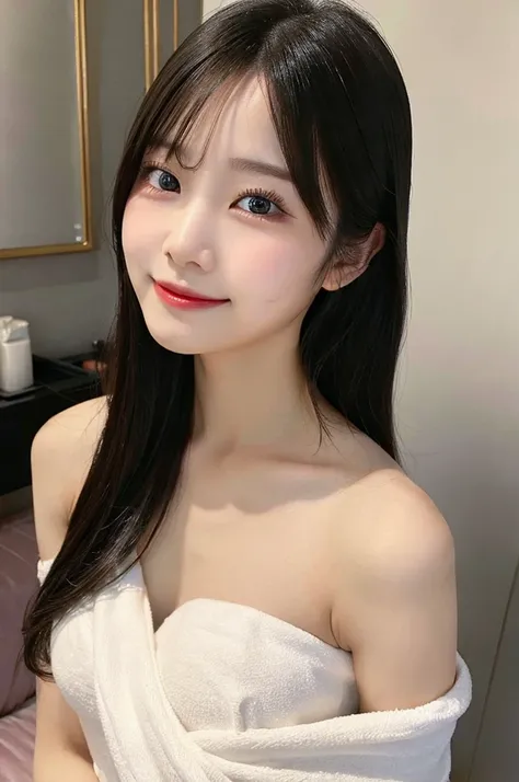 nsfw、Big Tits、double eyelid、Highest quality, shape, Very detailed, Fine details, High resolution, 8k, Perfect dynamic composition, Beautiful details, ,Natural color lip, A shy smile,Beautiful 20 year old woman、The only person, Correct posture、Cute type、Loo...