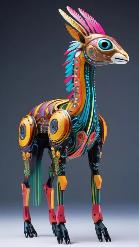 Future genetic engineering will incorporate living organisms into its work of art, Covered by fauna, flora. Alebrije, Masterpiece, hyper HD, Axonometric view, jungles. Cyberpunk