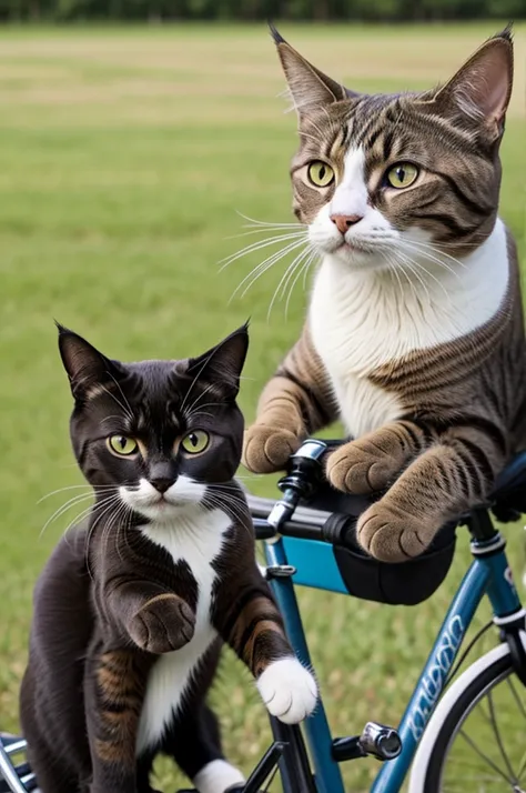 A cat riding a bike