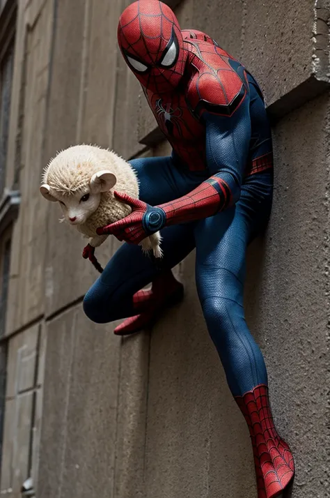 Spider man avec un mouton