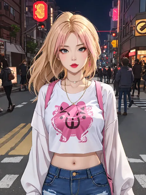 Photorealistic 8k portrait, Hypernetwork Monster, SAR:0.8, LIXYArt:0.5, Asian_LatentDreamVision:1.0,
A trendy and fashionable Japanese gyaru, heavy makeup with dramatic winged eyeliner, pouty lips with pink lipgloss, tanned skin, dyed blonde hair in a styl...