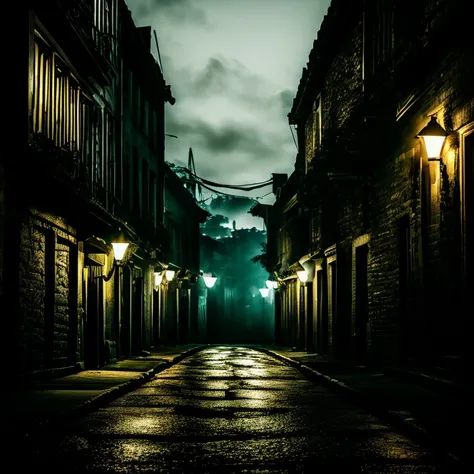 Dark street with silhouette and darkness horror dark