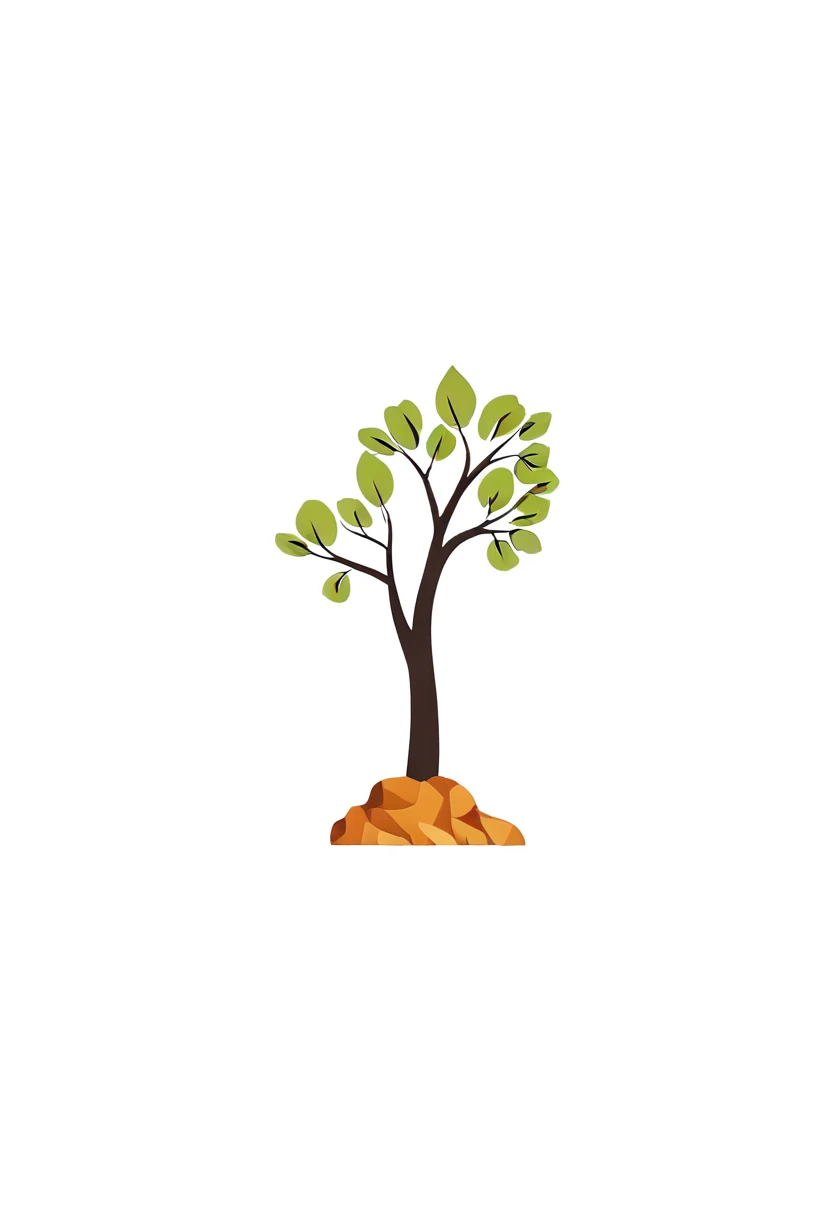 logo_l, simple shape of tree, integrate simple shape of earth, transparent background, simple background, Surrealism
