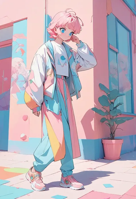 male, Dynamic poses in expensive and fashionable clothes, Designed by Gucci::3, tumbler, Inspired by Yanjun Chen style, Digital Art, Internet Boy Lofi Meme, Trends in this, Catalogue photo, 3D rendering beeple, Lads and Lois Van Baarle, Manga style illustr...