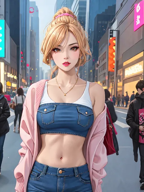 Photorealistic 8k portrait, Hypernetwork Monster, SAR:0.8, LIXYArt:0.5, Asian_LatentDreamVision:1.0,
A trendy and fashionable Japanese gyaru, heavy makeup with dramatic winged eyeliner, pouty lips with pink lipgloss, tanned skin, dyed blonde hair in a styl...