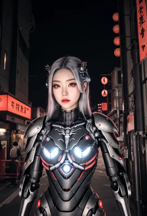 Highest quality,4K,High resolution,masterpiece:1.2,Super detailed,Realistic:1.37,Beautiful attention to detail,Beautiful lip detail,Highly detailed eyes and face,Long eyelashes,One girl,cyborg,Futuristic,anime,mechanical spider,Living Machine,A black-haire...