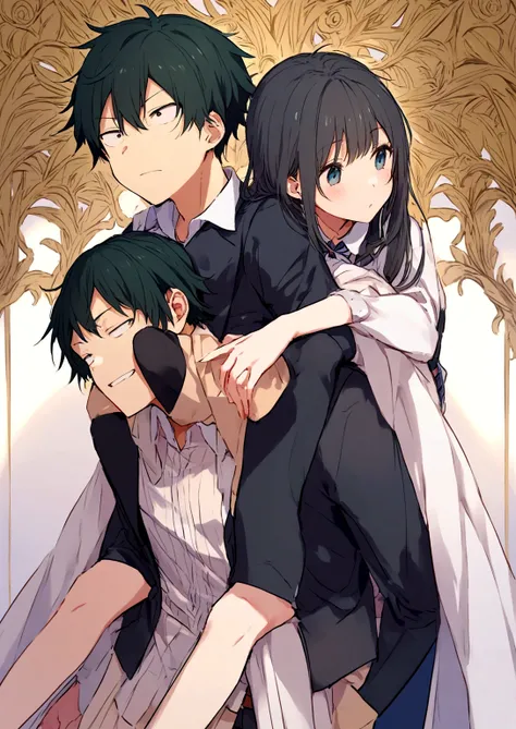 yukino yukinoshita giving hachiman piggyback