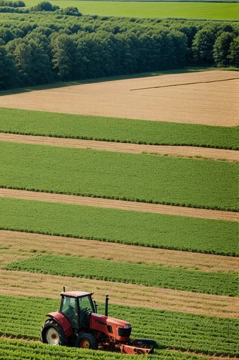 Creates a farmer with his 10-year-old son who plows the land with a John Dere tractor. 