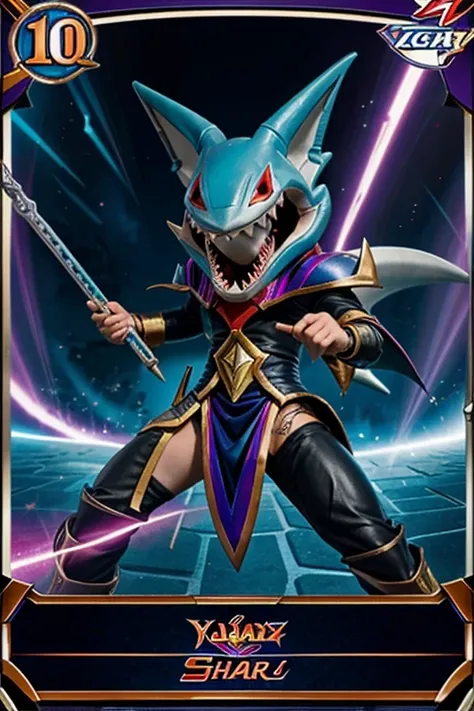 Shark de yu-gi-oh zexal en el centro denla imagen con todos sus monstruos insignias alrededor del juego de yu-gi-oh trading card game 