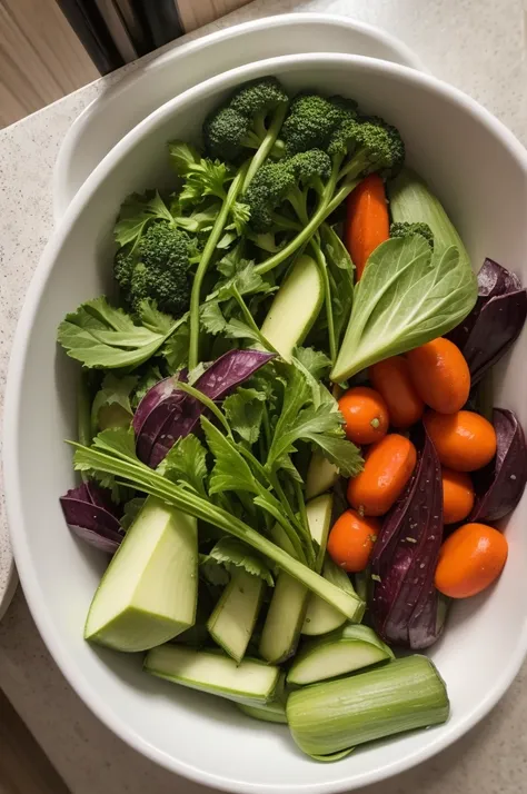 The wilted vegetables are on the sink.