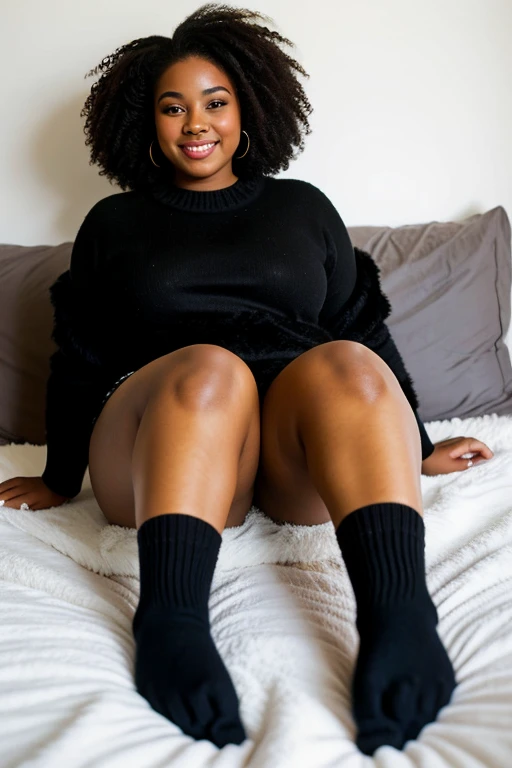 Curvy black woman 4c hair feet pics wearing fluffy socks