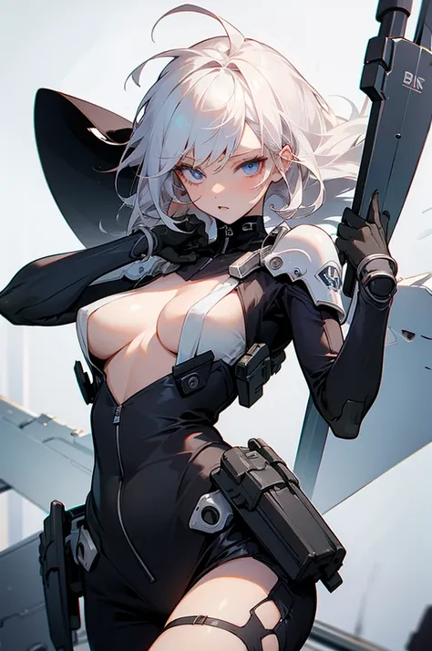 (masterpiece), (best quality), 1girl, perfect anatomy, perfect body, perfect eyes, ultra detailed hair, eyes focus, sexy, messy hair, white hair, windy
