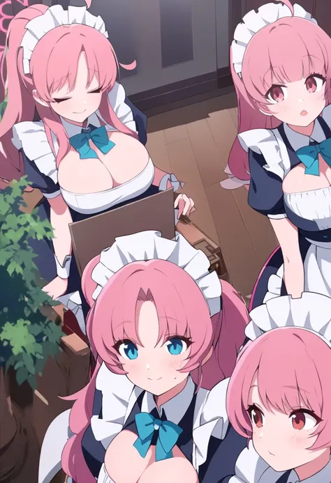 Busty pink hair maids 