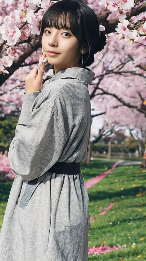 (Highest quality, masterpiece),(One girl, Shrine maiden, coat, expression, Iris, Look ahead ,Black Hair, walking, whole body, naked), (Night maze sky, Huge old tree behind, Shiny pink petals fall behind, The shrine behind, Mountain Background, Blowing Wind...