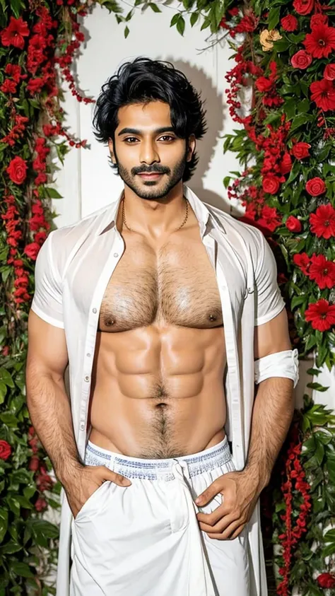 A sexy indian man with black hair,# sexual pose, ultra HD,16 k resolution, sharp focus, cinematic, masterpiece, in holi festival, colores,handsome face  ,perfect penis , holi ,enjoying, nsfw,homoerotic, gay, multiple naked men,group 