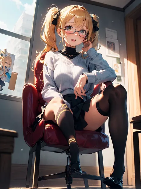 NICE,unparalleled beautiful girl,tteens detailed cute shot, pretty cool and beautiful cute face,super detailed NICE cute face, nice body, beautiful teeth, twintails, (FGO, Arknight, winter , moesode sweater. mini skirt),(erotic, sexy, upper eyes, spread le...