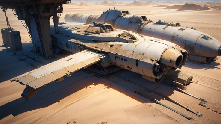 space aircraft, space ship, starship, desert, abadoned ship, disaster ship, abadoned structure, oval aircraft, covered by sand, ...