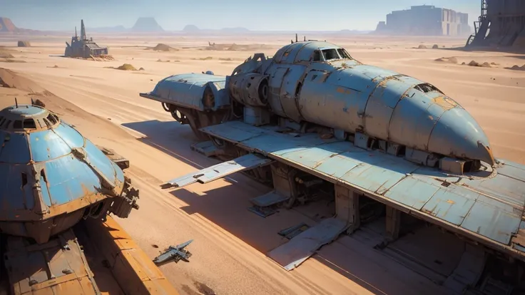 space aircraft, space ship, starship, desert, abadoned ship, disaster ship, abadoned structure, oval aircraft, covered by sand, ...