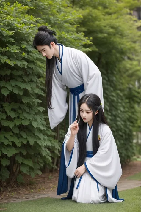 Beautiful Boy（male，{Kneeling in Hanfu}1.0）Long hair hanging on the ground