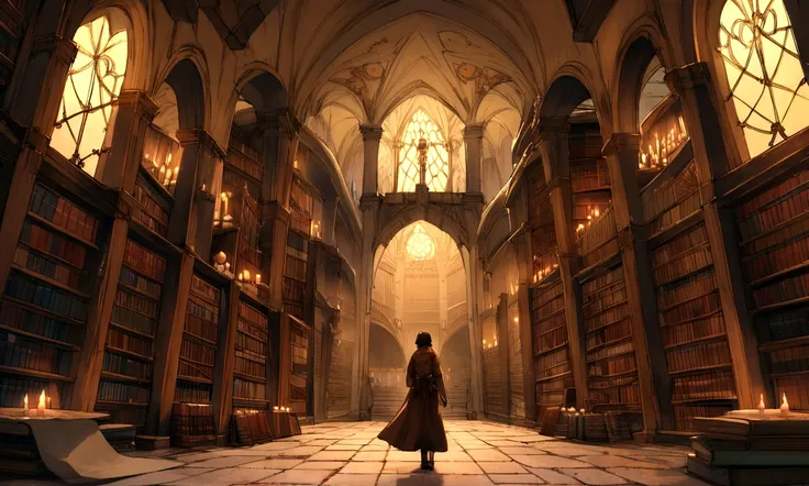 Topic Prompts "A room with a desk and bookshelf, Alchemist library background, library background, Ancient library, Standing in a magical library, Dusty library, Being in a library, Infinite celestial library, Castle library, Dimly lit library, Ruina conce...