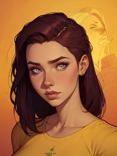 um desenho de uma mulher de jeans e blusa amarela, Estilo de arte de Charlie Bowater, arte do personagem Charlie Bowater, estilo artgerm, retrato de personagem de corpo inteiro, artgerm e lois van baarle, estilo de charlie bowater, retrato de corpo inteiro...