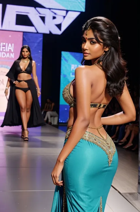 Beautiful Indian girl with big ass in fashion show.