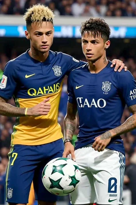 Neymar lutando com cristiano Ronaldo 